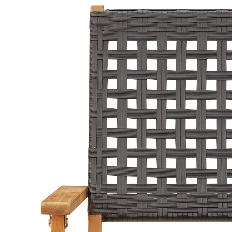 vidaXL 5 Piece Garden Dining Set Black Poly Rattan and Solid Wood