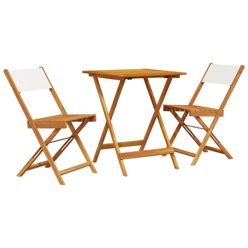 vidaXL 3 Piece Bistro Set Cream White Fabric and Solid Wood