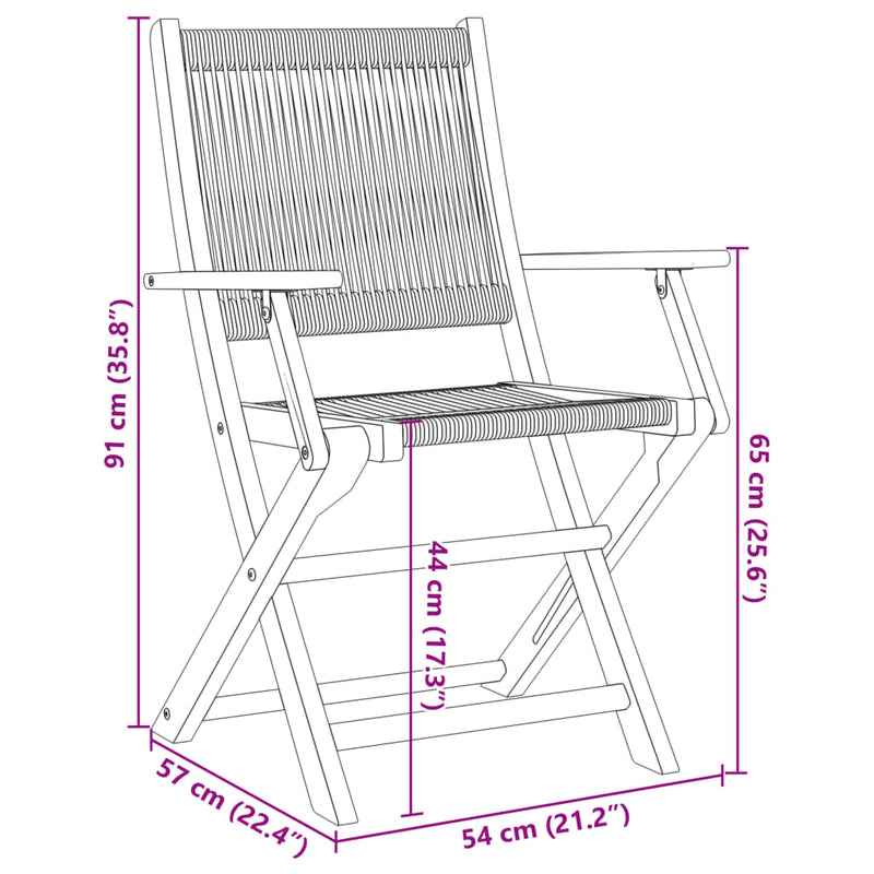 vidaXL 3 Piece Bistro Set Black Polypropylene and Solid Wood