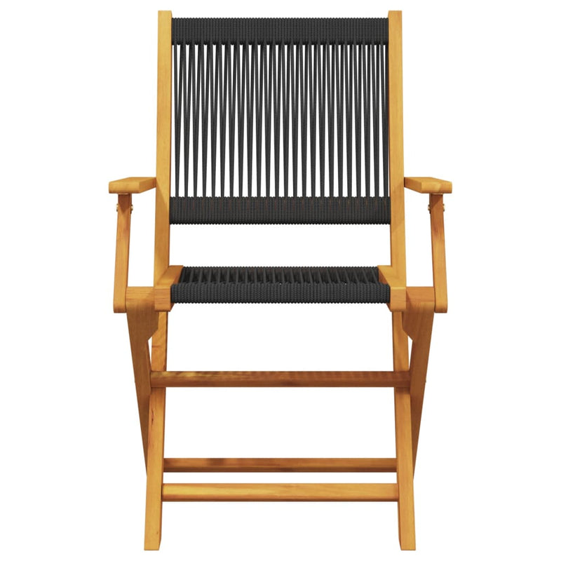 vidaXL 3 Piece Bistro Set Black Polypropylene and Solid Wood