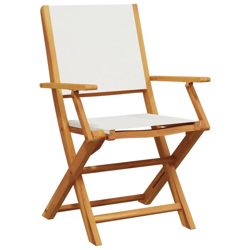 5 Piece Garden Dining Set Cream White Fabric and Solid Wood