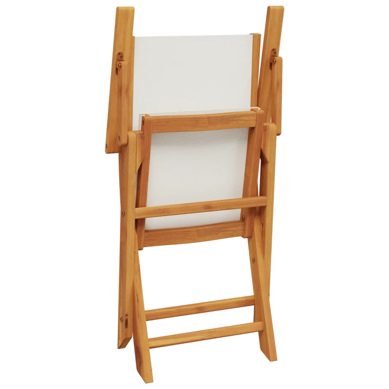 5 Piece Garden Dining Set Cream White Fabric and Solid Wood