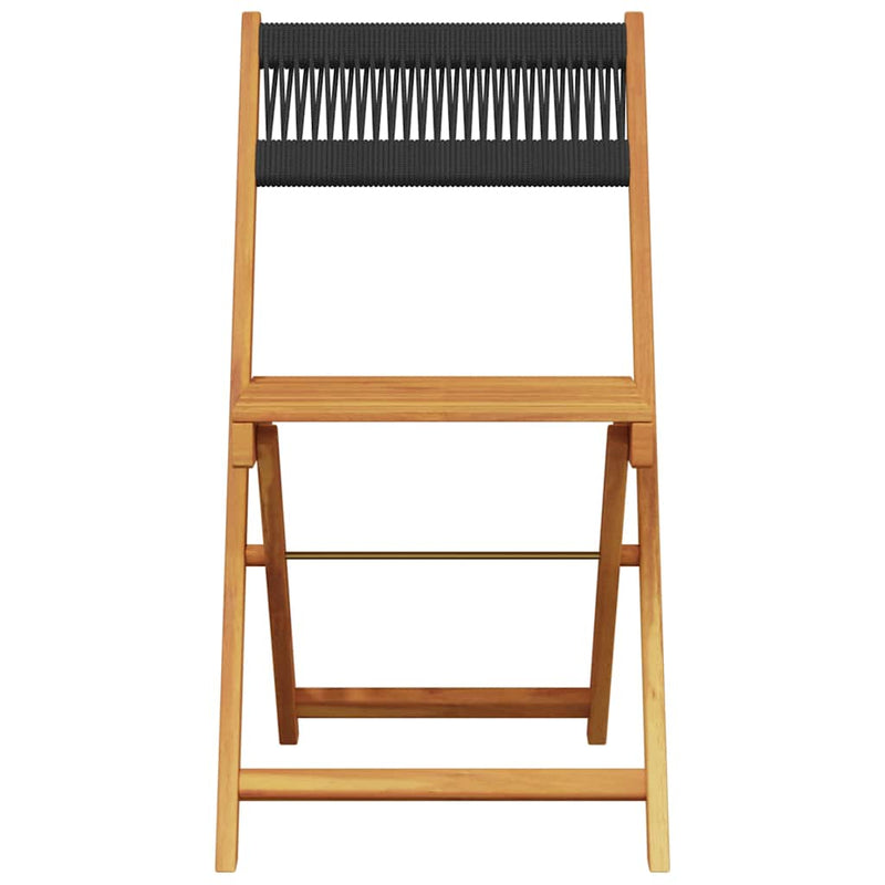vidaXL 3 Piece Bistro Set Black Polypropylene and Solid Wood