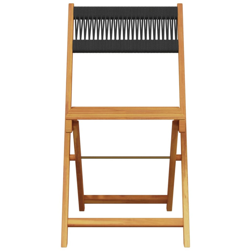 vidaXL 3 Piece Bistro Set Black Polypropylene and Solid Wood