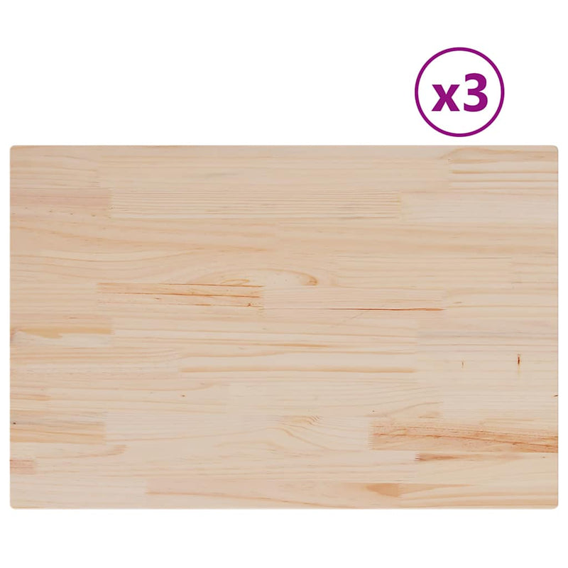 vidaXL Table Tops 3 pcs 80x53x1.7 cm Rectangular Solid Wood Pine