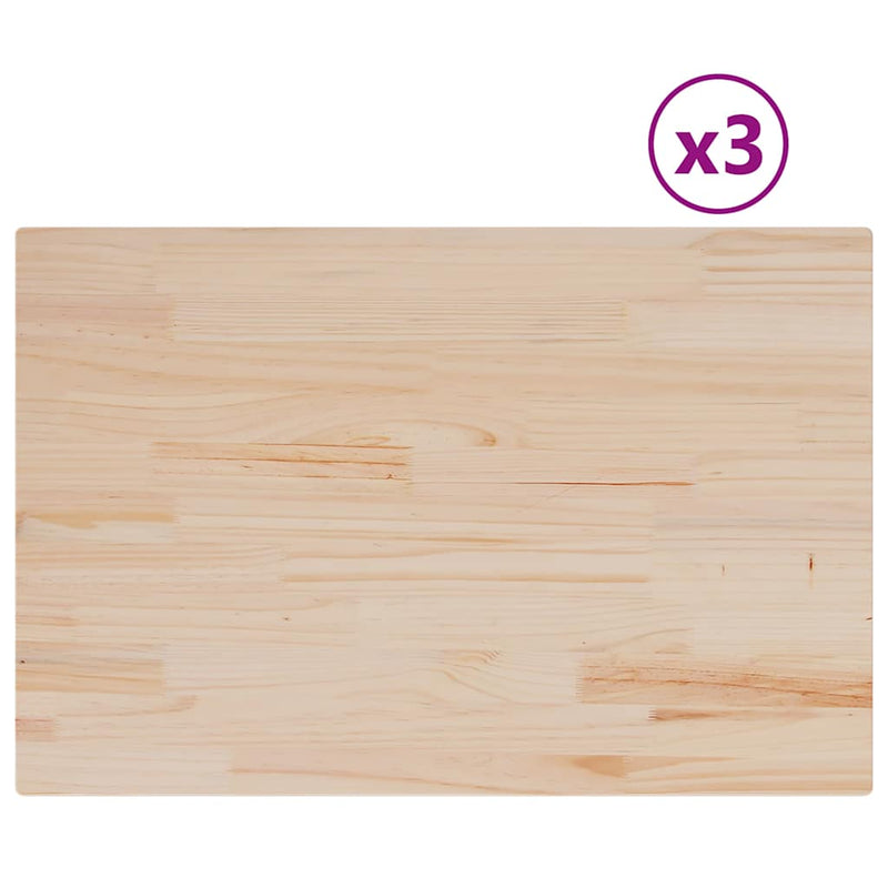 vidaXL Table Tops 3 pcs 80x53x2.5 cm Rectangular Solid Wood Pine