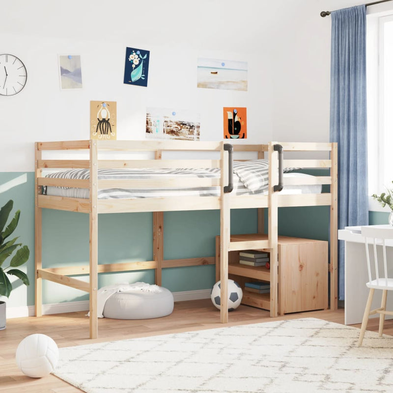 vidaXL Kids' Loft Bed without Mattress 92x187 cm Single Solid Wood Pine