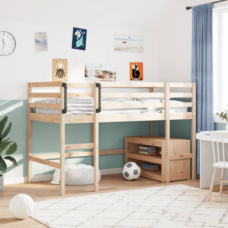 vidaXL Kids' Loft Bed without Mattress 92x187 cm Single Solid Wood Pine
