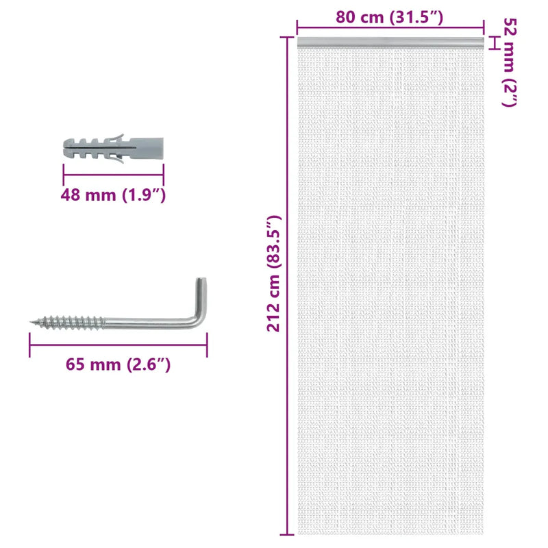 Chain Door Fly Screen 80x212 cm Aluminium