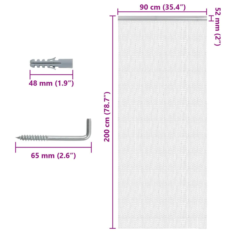 Chain Door Fly Screen 90x200 cm Aluminium