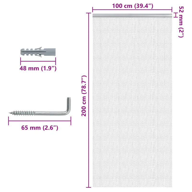 Chain Door Fly Screen 100x200 cm Aluminium
