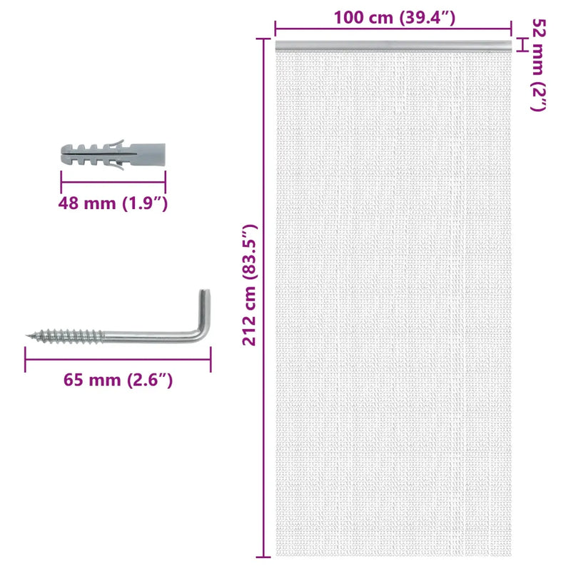 Chain Door Fly Screen 100x212 cm Aluminium