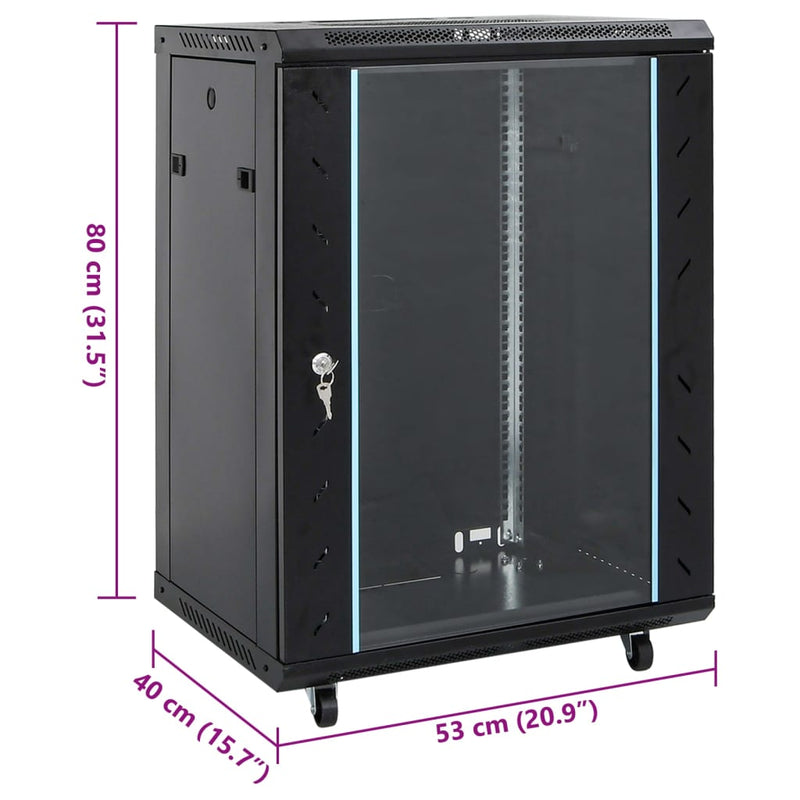 vidaXL 15U Network Cabinet with Swivel Feet 19" IP20 60x45x86 cm
