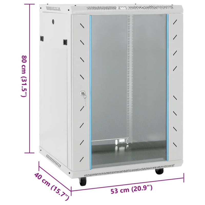 vidaXL 15U Network Cabinet with Swivel Feet 19" IP20 60x45x86 cm