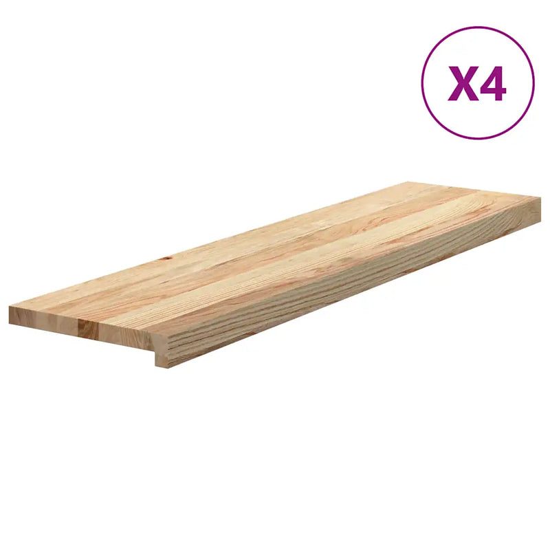 Stair Treads 4 pcs Untreated 100x30x2 cm Solid Wood Oak