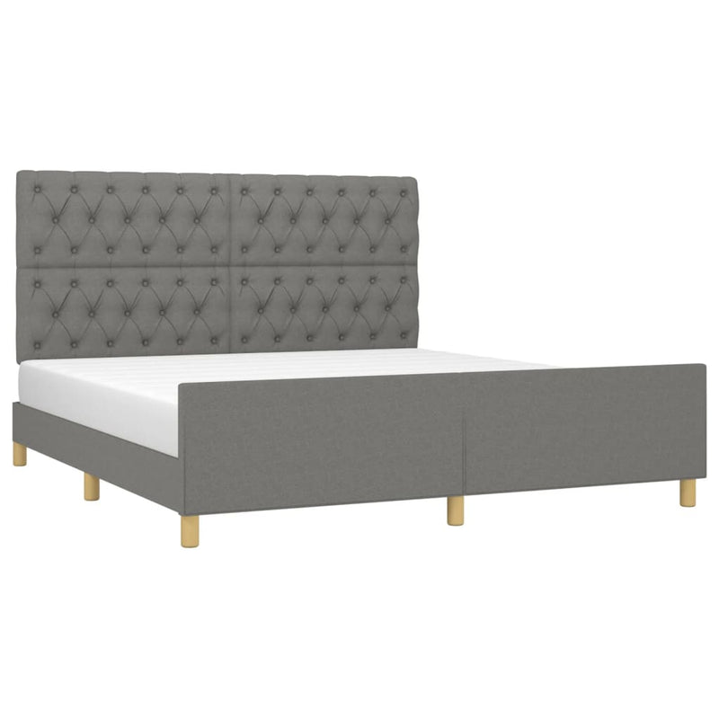 vidaXL Bed Frame without Mattress Dark Grey 152x203 cm Queen Fabric