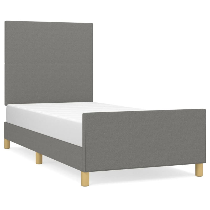 Bed Frame with Headboard Dark Grey 106x203 cm King Single Size Fabric