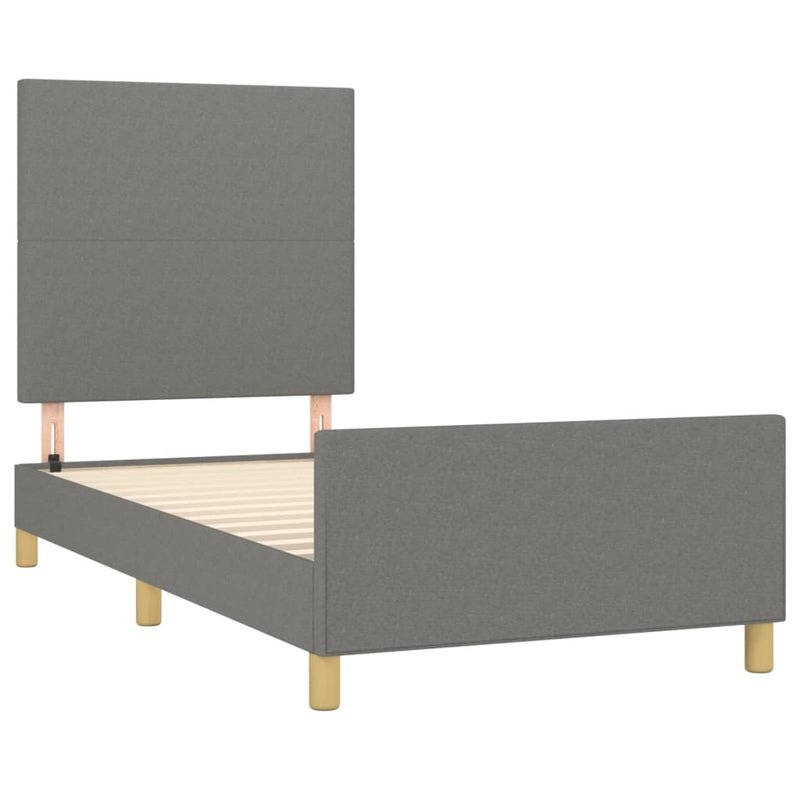 Bed Frame with Headboard Dark Grey 106x203 cm King Single Size Fabric