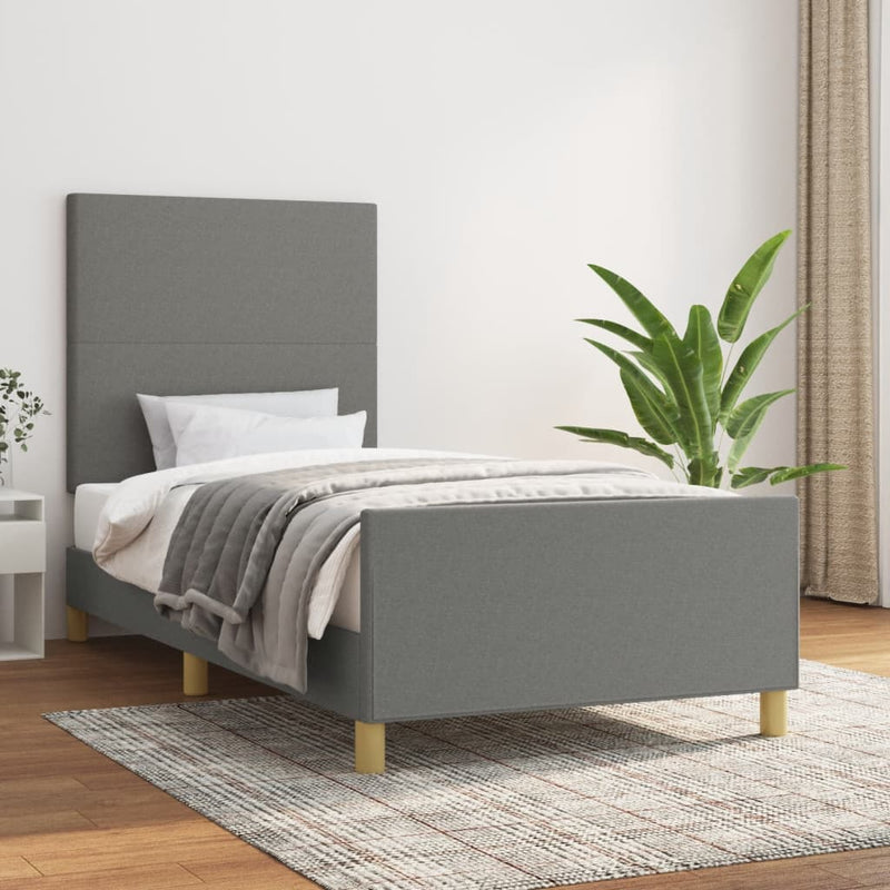 vidaXL Bed Frame without Mattress Dark Grey 107x203 cm King Single Size Fabric