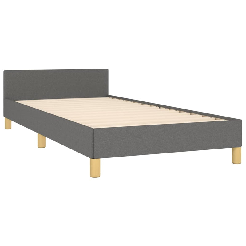 Bed Frame with Headboard Dark Grey 106x203 cm King Single Size Fabric