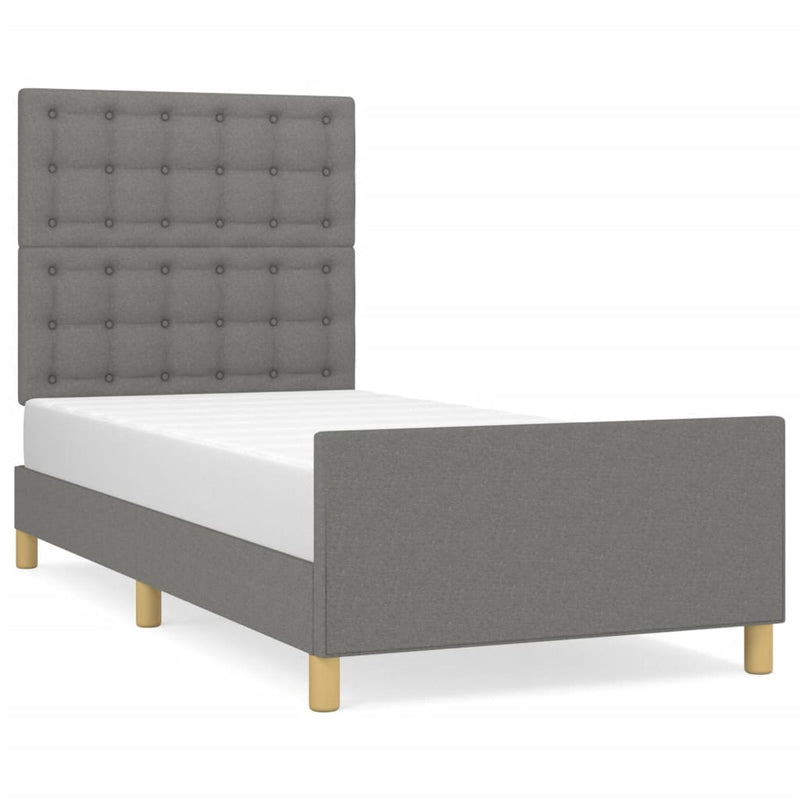 vidaXL Bed Frame without Mattress Dark Grey 107x203 cm King Single Size Fabric