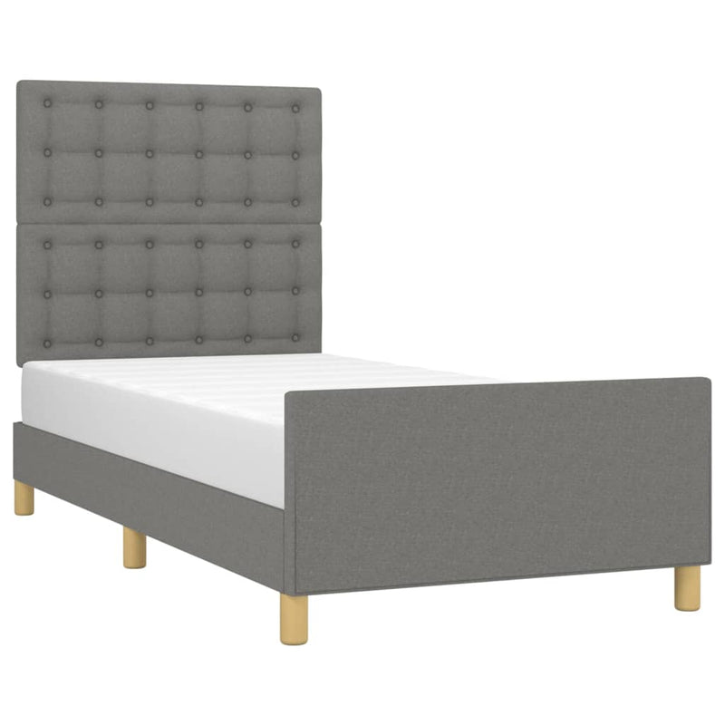 vidaXL Bed Frame without Mattress Dark Grey 107x203 cm King Single Size Fabric