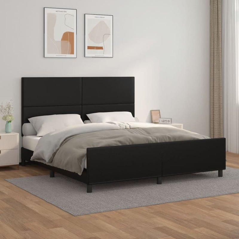 vidaXL Bed Frame without Mattress Black 152x203 cm Queen Faux Leather