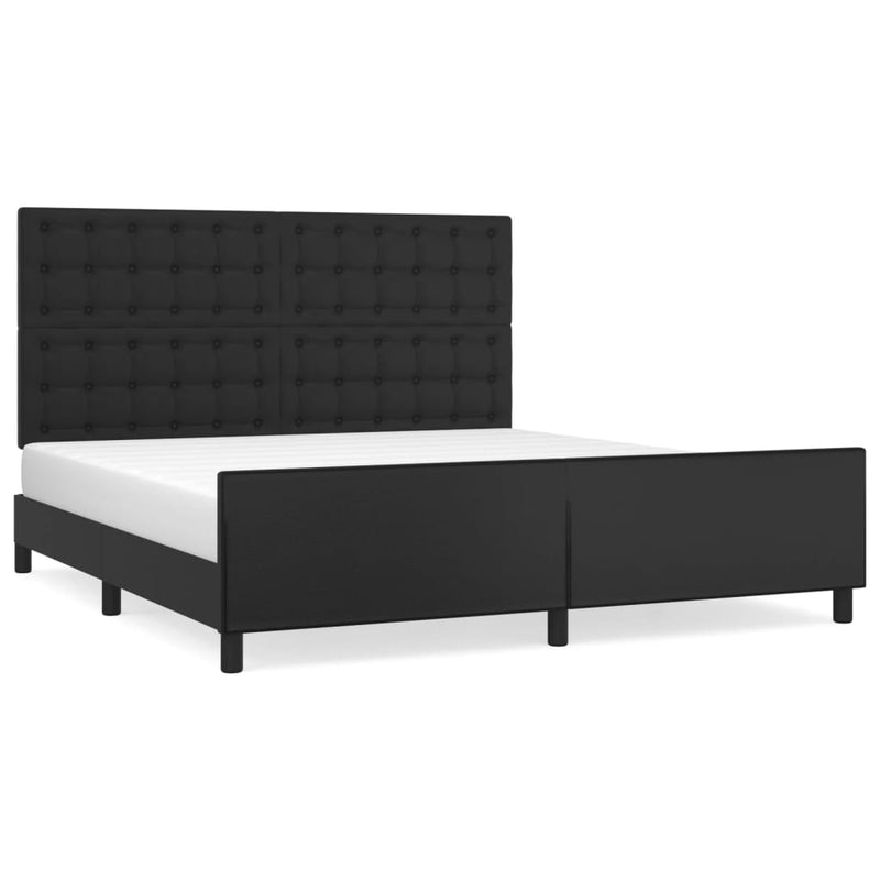 vidaXL Bed Frame without Mattress Black 152x203 cm Queen Faux Leather