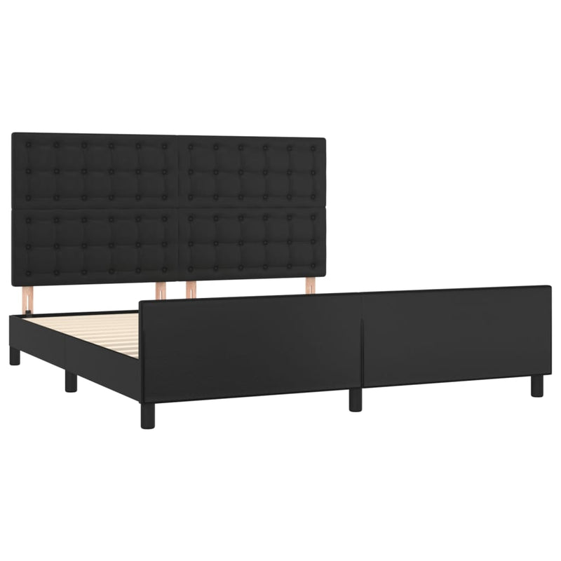 vidaXL Bed Frame without Mattress Black 152x203 cm Queen Faux Leather