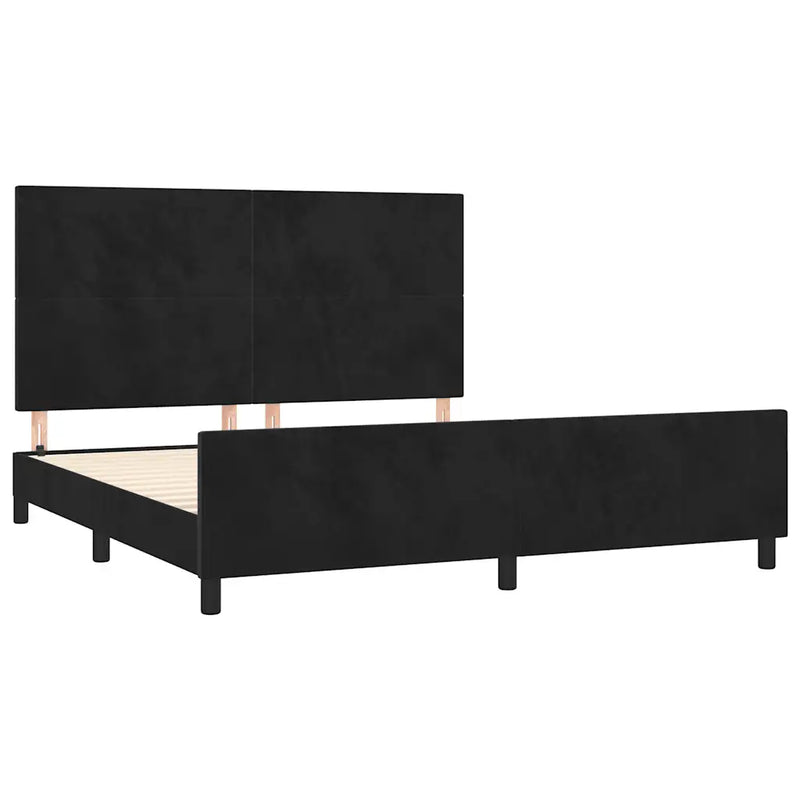 Bed Frame without Mattress Black 152x203 cm Queen Velvet