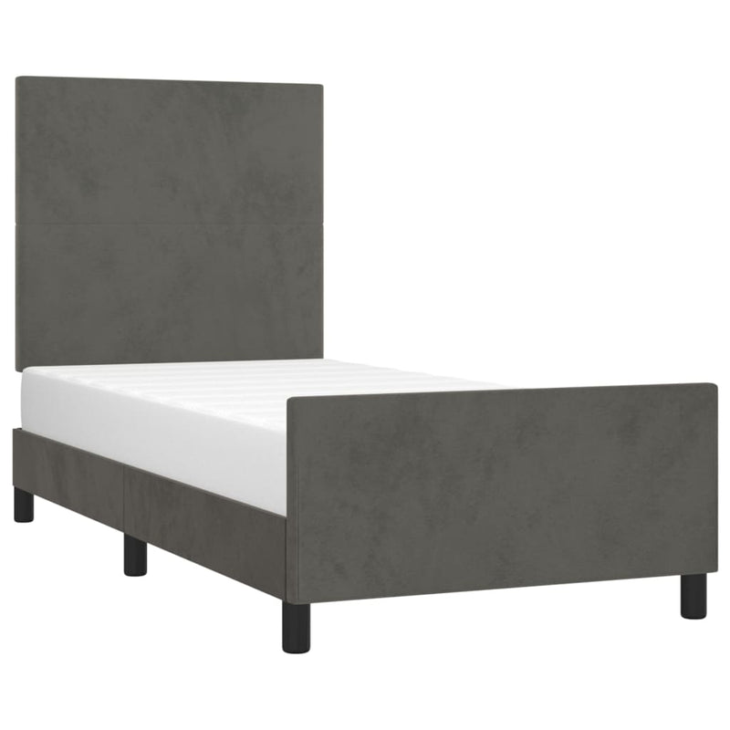 vidaXL Bed Frame without Mattress Dark Grey 107x203 cm King Single Size Velvet