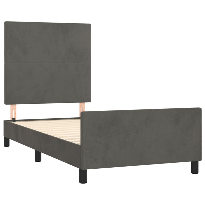 vidaXL Bed Frame without Mattress Dark Grey 107x203 cm King Single Size Velvet