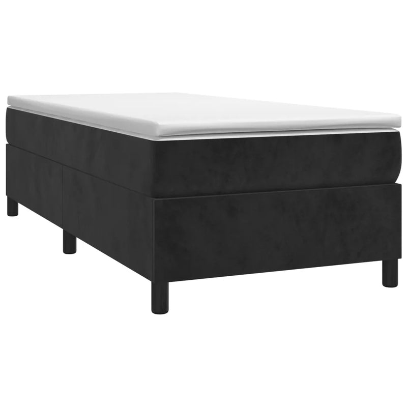 Box Spring Bed with Mattress Black 107x203 cm King Single Velvet