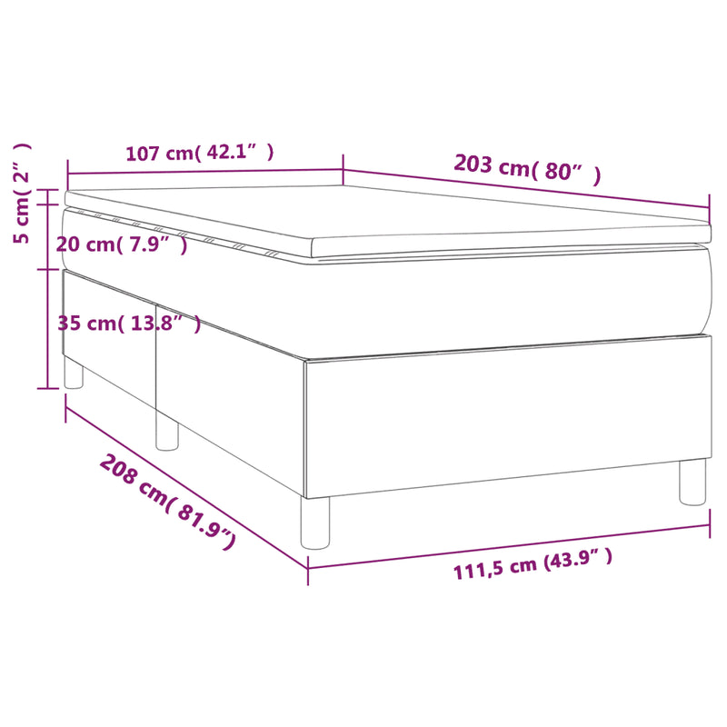 Box Spring Bed with Mattress Black 107x203 cm King Single Velvet