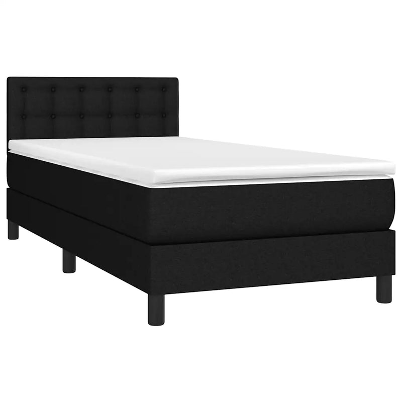 Box Spring Bed with Mattress Black 107x203 cm King Single Fabric
