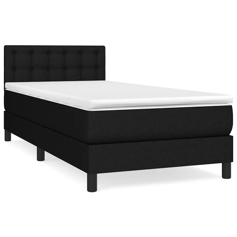 Box Spring Bed with Mattress Black 107x203 cm King Single Fabric