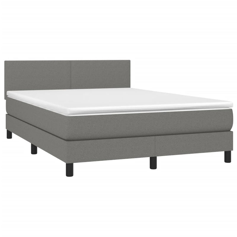 vidaXL Box Spring Bed with Mattress Dark Grey 153x203 cm Queen Size Fabric