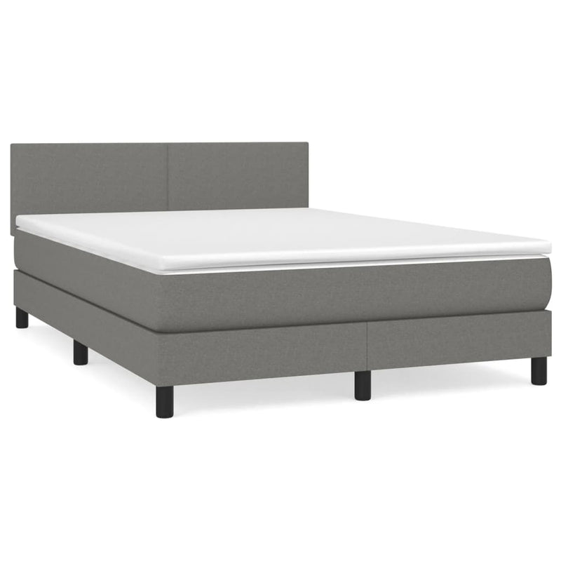 vidaXL Box Spring Bed with Mattress Dark Grey 153x203 cm Queen Size Fabric