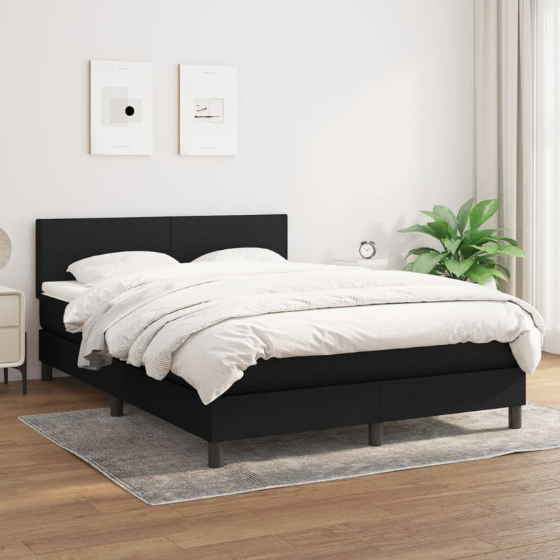 vidaXL Box Spring Bed with Mattress Black 153x203 cm Queen Size Fabric