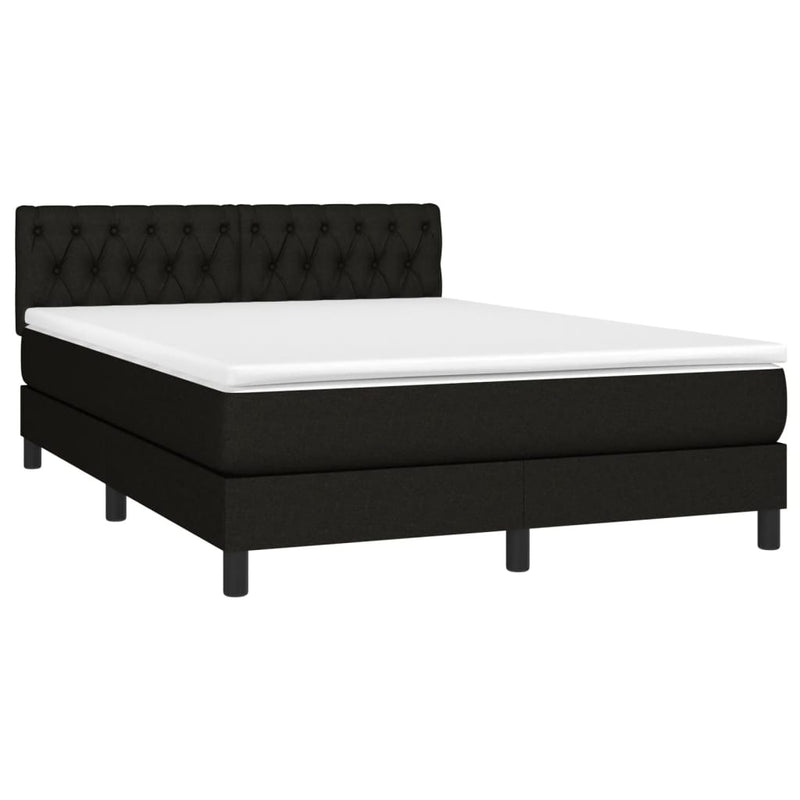 vidaXL Box Spring Bed with Mattress Black 153x203 cm Queen Size Fabric