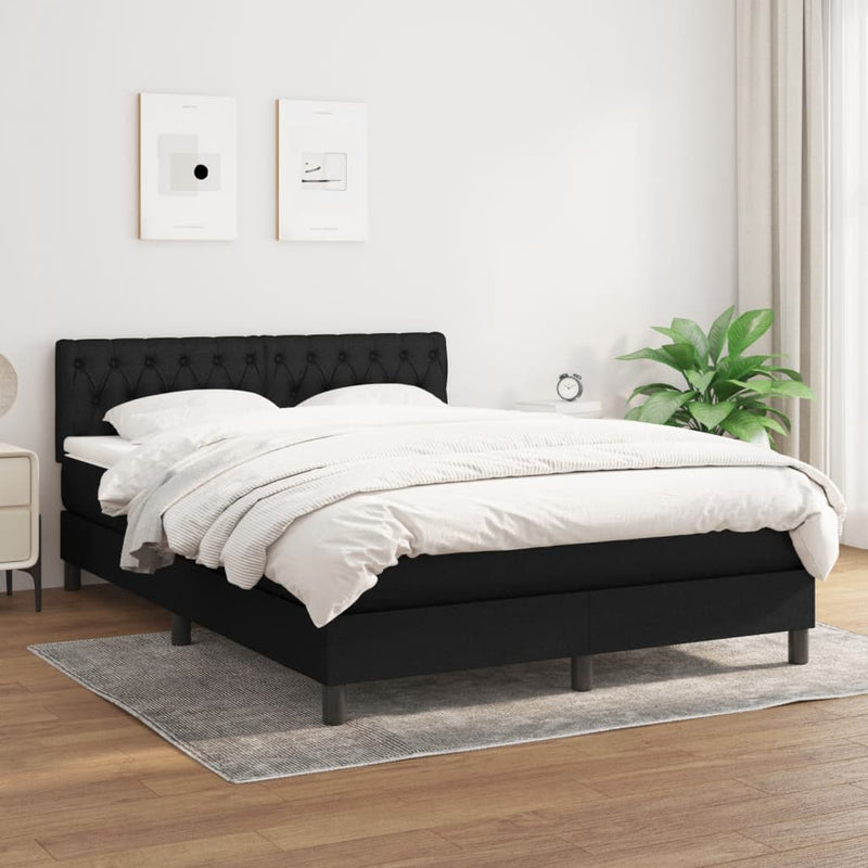 vidaXL Box Spring Bed with Mattress Black 153x203 cm Queen Size Fabric