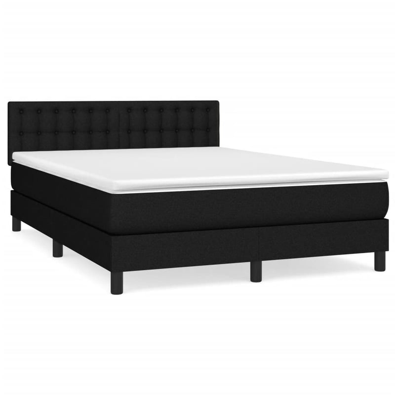 vidaXL Box Spring Bed with Mattress Black 153x203 cm Queen Size Fabric