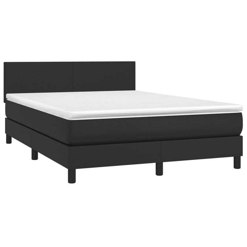 vidaXL Box Spring Bed with Mattress Black 153x203 cm Queen Size Faux Leather