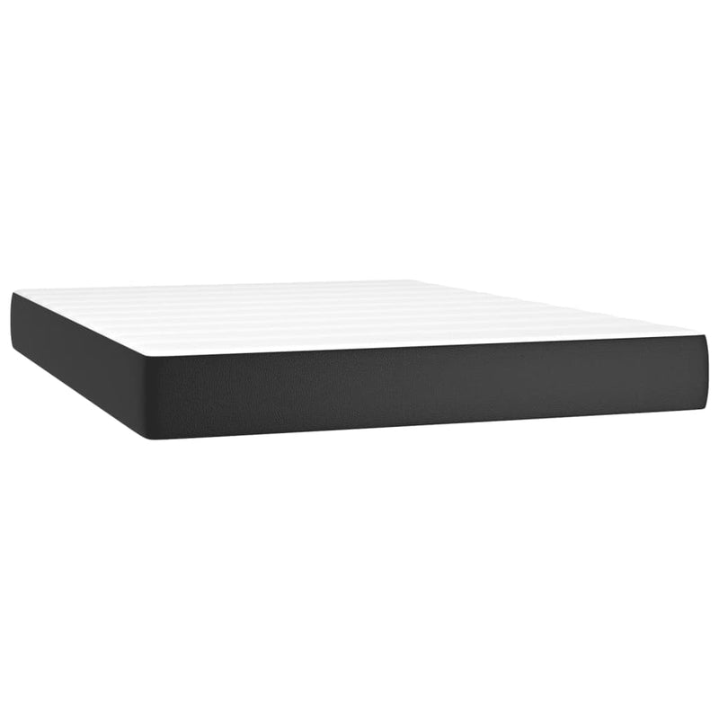 vidaXL Box Spring Bed with Mattress Black 153x203 cm Queen Size Faux Leather