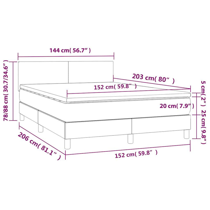 vidaXL Box Spring Bed with Mattress Black 153x203 cm Queen Size Faux Leather