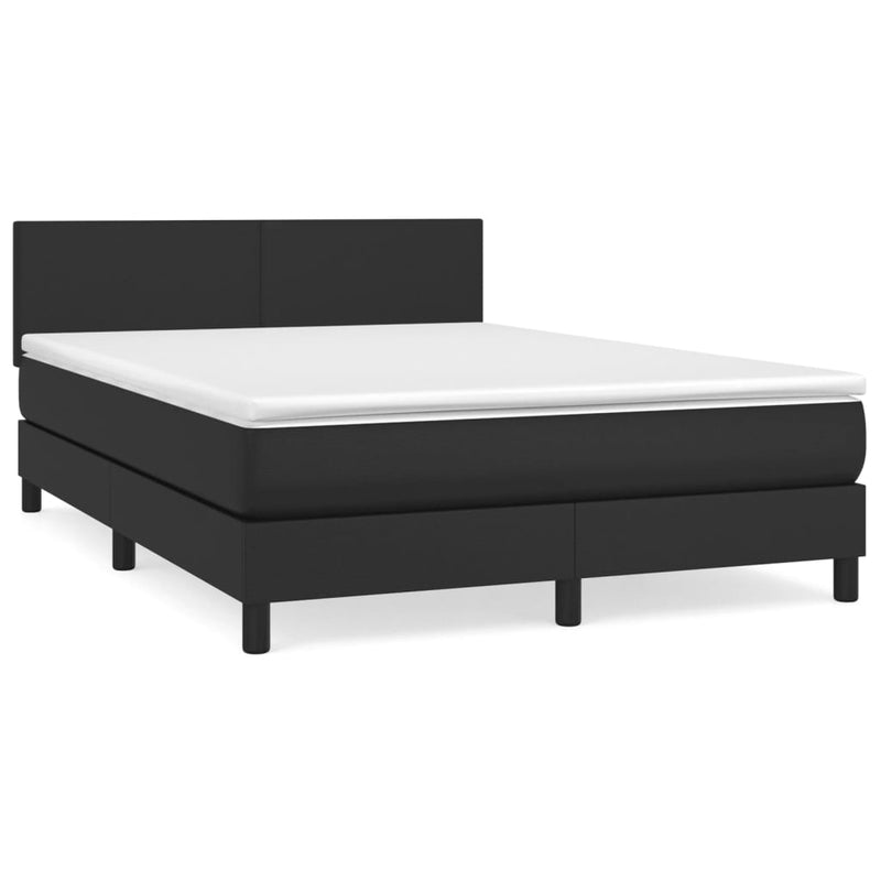 vidaXL Box Spring Bed with Mattress Black 153x203 cm Queen Size Faux Leather