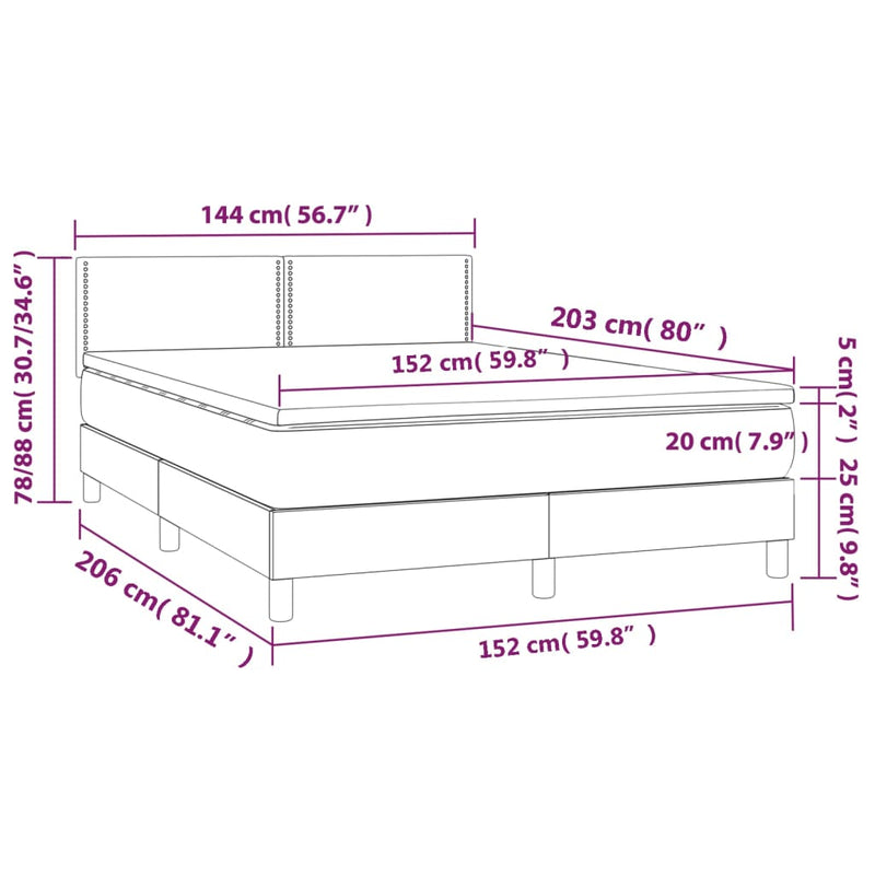 vidaXL Box Spring Bed with Mattress Black 153x203 cm Queen Size Faux Leather