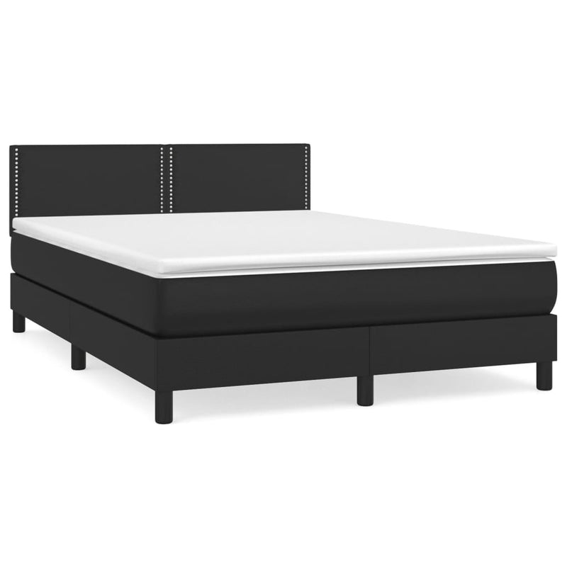 vidaXL Box Spring Bed with Mattress Black 153x203 cm Queen Size Faux Leather