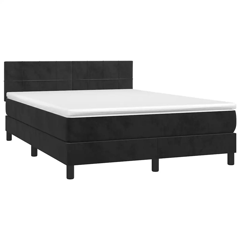 Box Spring Bed with Mattress Black 152x203 cm Queen Velvet