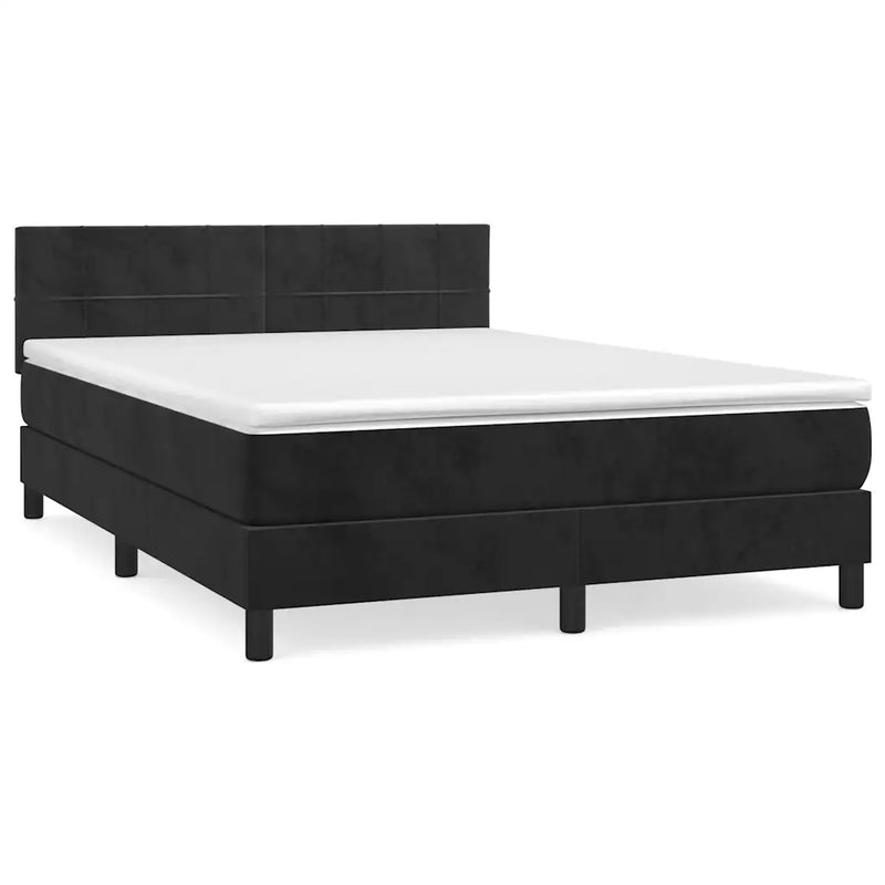 Box Spring Bed with Mattress Black 152x203 cm Queen Velvet